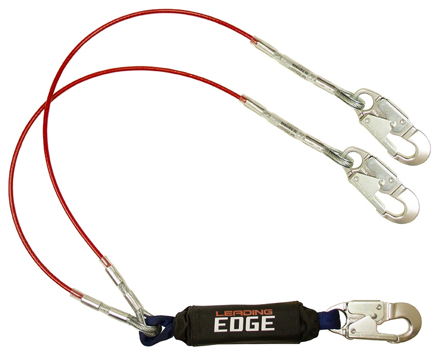 FallTech 8354LEYA Leading Edge Restraint Twin Leg Lanyard with Aluminum Snap Hooks from GME Supply