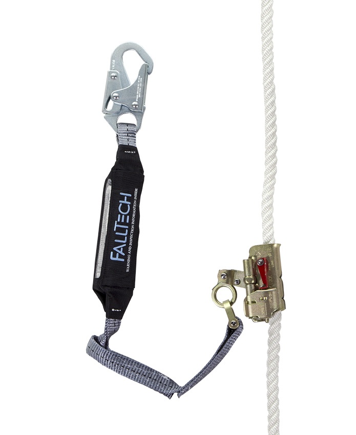 FallTech 8355 Hinged Self-Tracking Rope Grab with Integral 3' ClearPack from GME Supply
