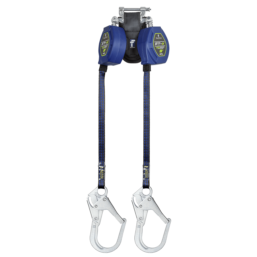 FallTech FT-X EdgeCore Twin Leg 8 Foot Class 2 Leading Edge Personal SRL w/ Steel Snap Hooks from GME Supply