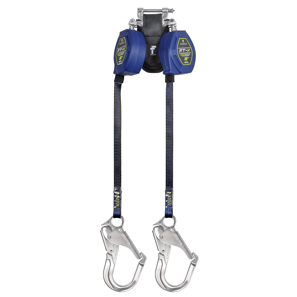 FallTech FT-X EdgeCore Twin Leg 8 Foot Class 2 Leading Edge Personal SRL w/ Steel Rebar Hooks from GME Supply