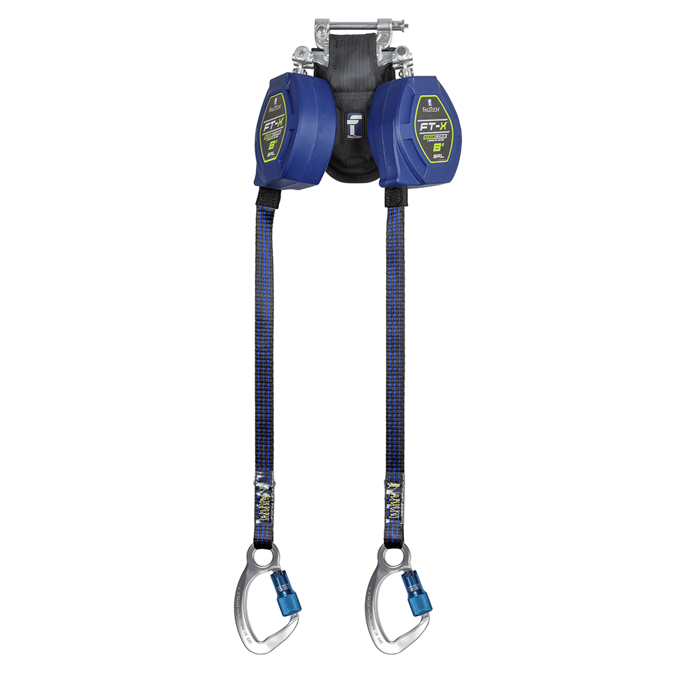 FallTech FT-X EdgeCore Twin Leg 8 Foot Class 2 Leading Edge Personal SRL w/ Aluminum Rebar Hooks from GME Supply