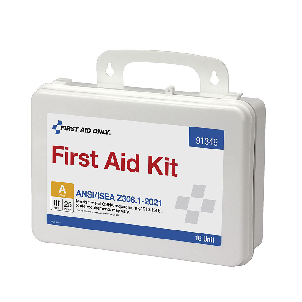 First Aid Only ANSI A 25 Person 16 Unit Plastic ANSI 2021 Compliant First Aid Kit from GME Supply