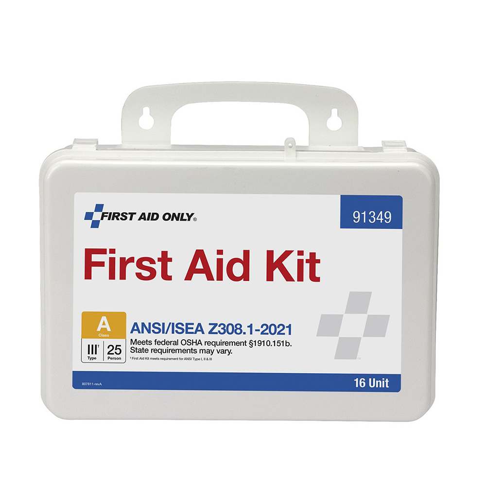 First Aid Only ANSI A 25 Person 16 Unit Plastic ANSI 2021 Compliant ...