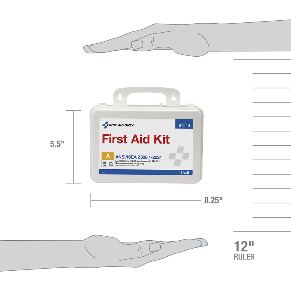 First Aid Only ANSI A 25 Person 16 Unit Plastic ANSI 2021 Compliant First Aid Kit from GME Supply