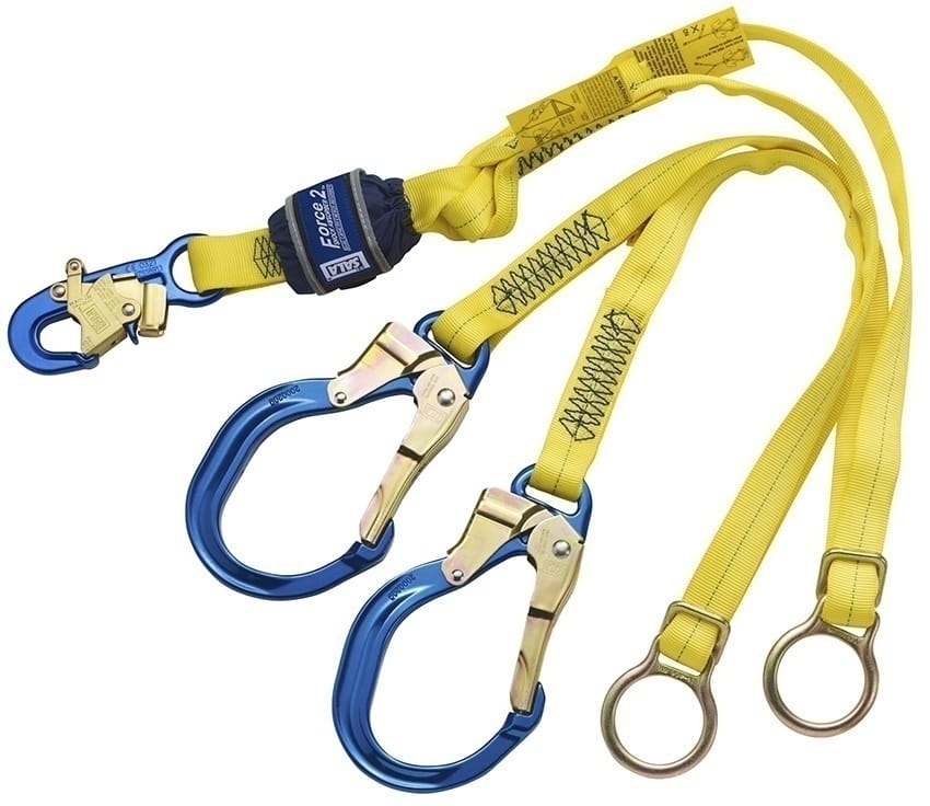 3M DBI Sala Force2 TieBack Twin Leg Shock Absorbing Lanyard with Aluminum Rebar Hooks