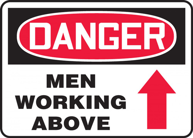 Accuform OSHA Danger Safety Sign: Men Working Above | MEQM061VP from GME Supply