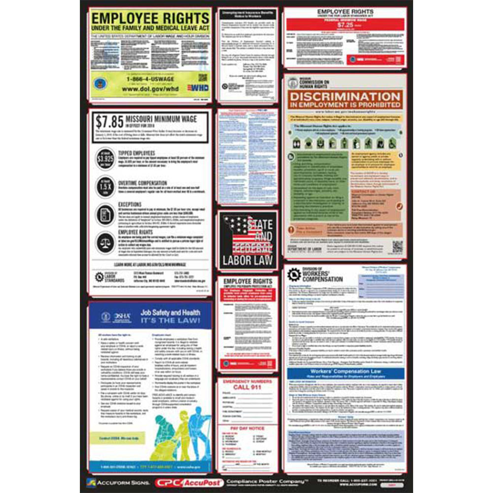 Accuform OSHA Safety Poster: Combination State, Federal & OSHA Labor Law Poster from GME Supply