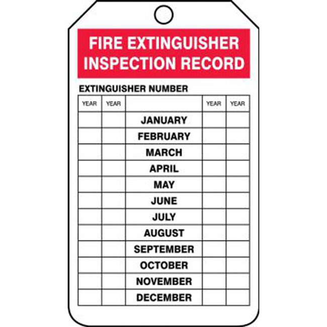 Accuform OSHA Fire Extinguisher Tags: Fire Extinguisher Inspection Record (5 Pack) from GME Supply
