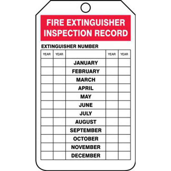 Accuform OSHA Fire Extinguisher Tags Fire Extinguisher Inspection Record (5 Pack) from GME Supply