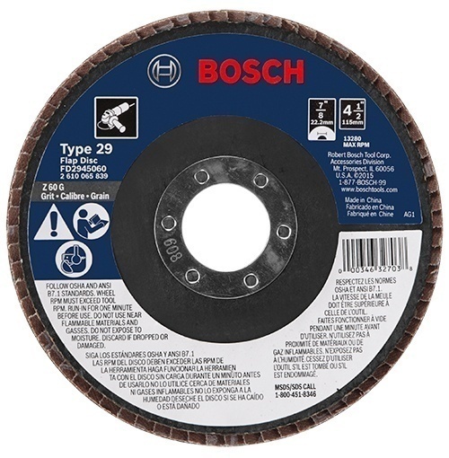 Bosch 4-1/2 x 7/8 Inch Arbor Type 29 60 Grit Blending/Grinding Wheel from GME Supply