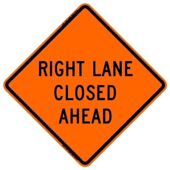 Bone Safety Hi-Intensity Reflective 'Right Lane Closed Ahead' Sign from GME Supply