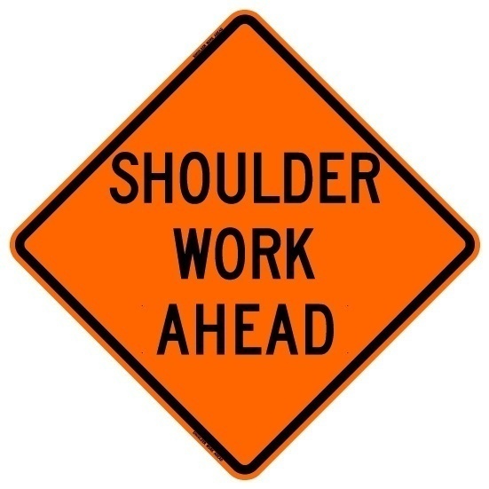 Bone Safety Hi-Intensity Reflective 'Shoulder Work Ahead' Sign from GME Supply