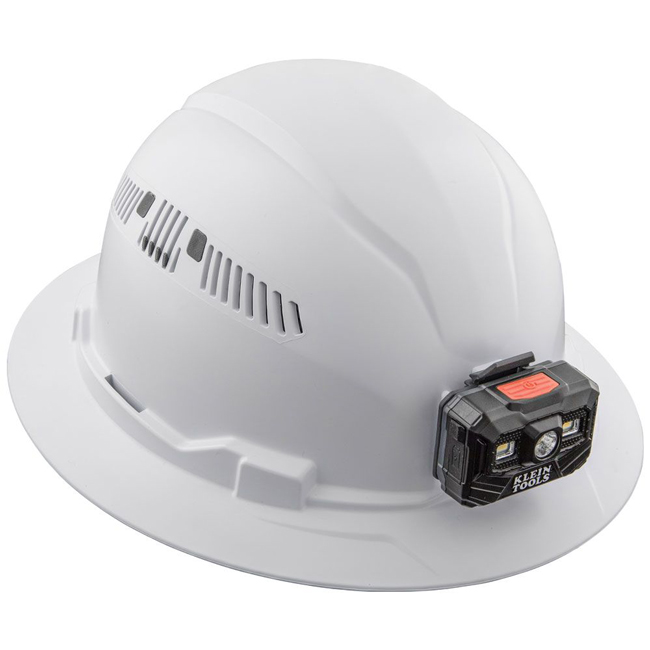 Klein Tools White Full Brim Hard Hat with Rechargeable