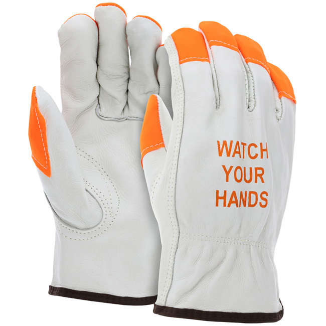 MCR Leather Hi-Vis Driver Work Glove from GME Supply