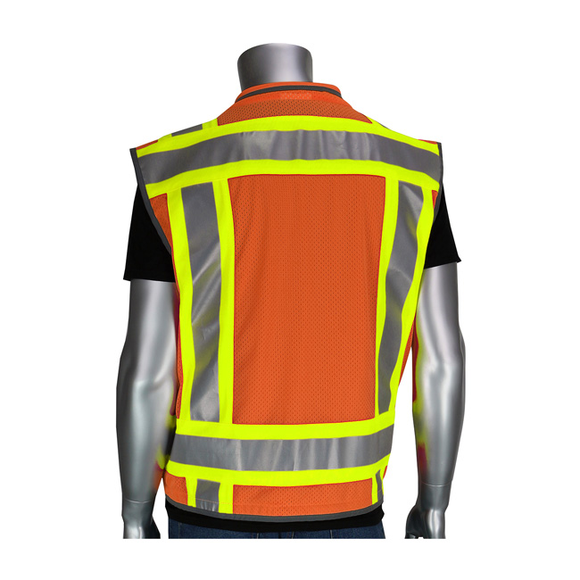 PIP ANSI Type R Class 2 Two-Tone Fifteen Pocket Tech-Ready Ripstop Surveyors Vest with Mesh Back from GME Supply