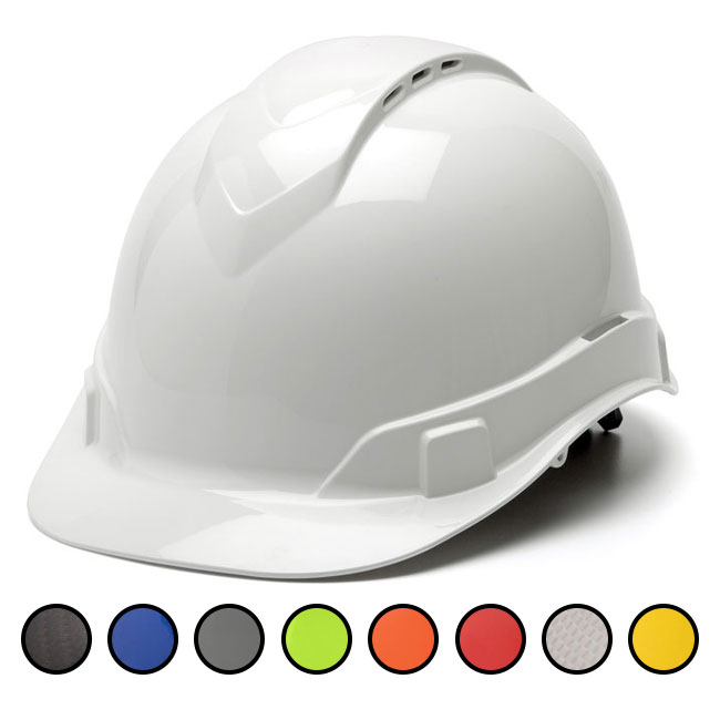 Pyramex Ridgeline Vented Cap Style Hard Hat with 4 Point Ratchet Suspension from GME Supply
