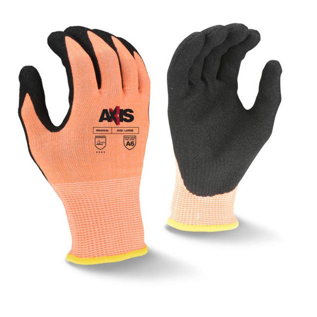 Radians AXIS Cut Protection Level A6 Sandy Nitrile Coated Glove from GME Supply