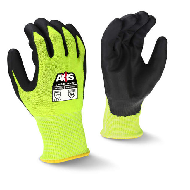 Radians AXIS Cut Protection Level A4 High Visibility Work Gloves from GME Supply