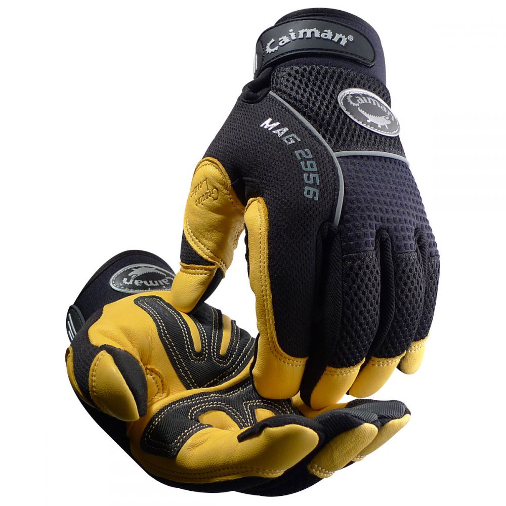 Caiman Grain Leather Padded Palm Touchscreen Mechanics Gloves from GME Supply