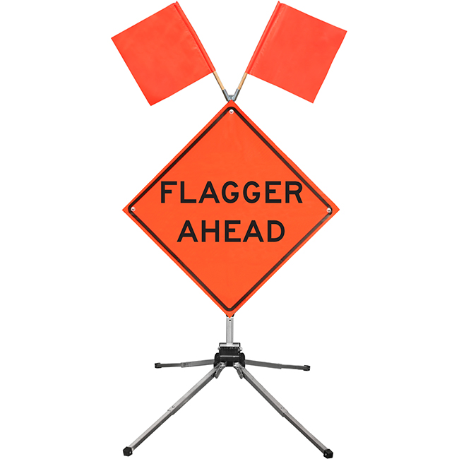 Dicke Safety Folding 48 Inch Reflective Traffic Sign Fold & Roll Kit (Flagger Ahead) from GME Supply