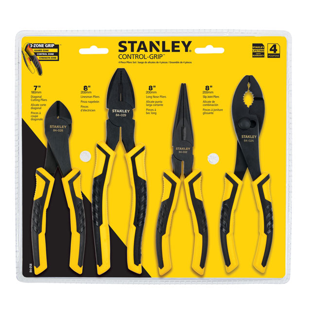 Stanley 4 Piece Bi-Material Pliers Set from GME Supply