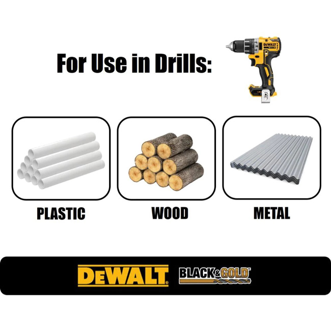 DeWALT 1/2 Inch Black and Gold Drill Bit from GME Supply