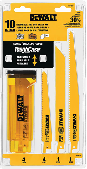 DeWalt 10 Piece Bi-Metal Reciprocating Saw Blade Set with Case | DW4898 from GME Supply