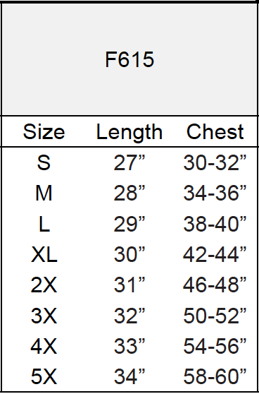 ML Kishigo Size Chart from GME Supply