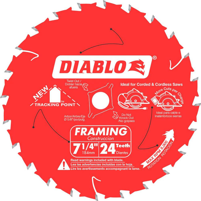 Diablo Framing 7-1/4 Inch by 24 Tooth Blade from GME Supply