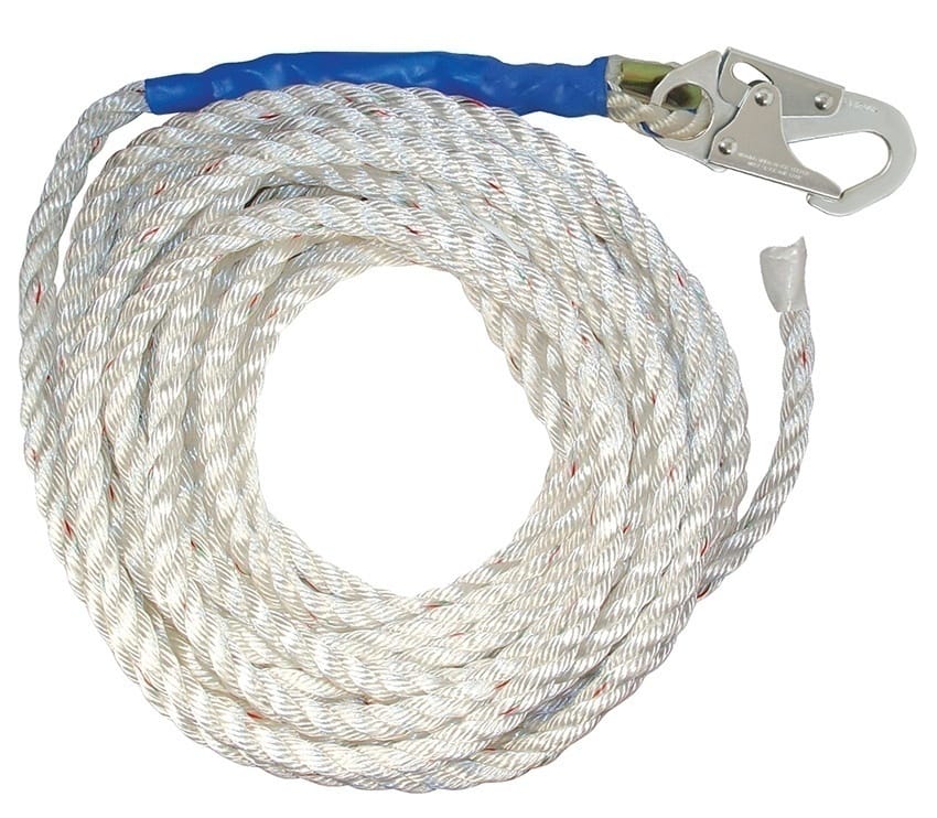 FallTech 3Strand Vertical Lifeline with Snap Hook and Taped End