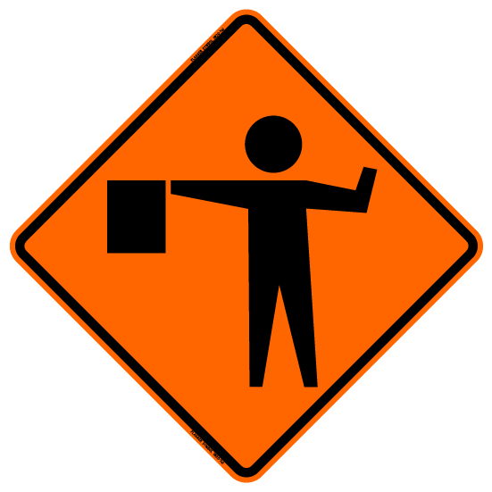 Bone Safety Flagger Ahead Symbol Sign - Orange from GME Supply