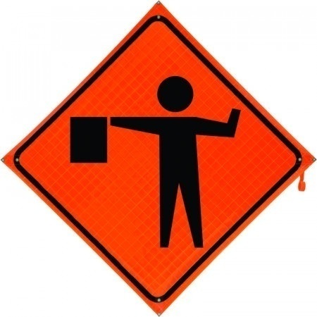 Bone Safety Flagger Symbol Non-Reflective Sign from GME Supply