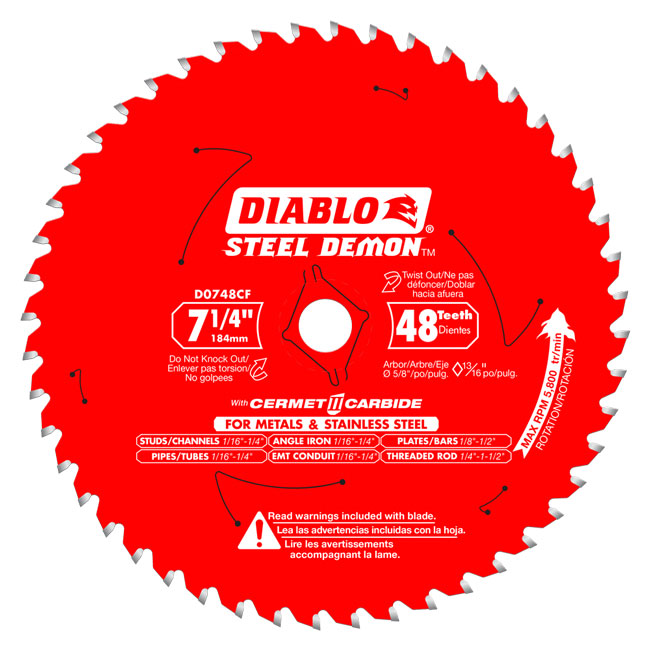 Diablo Steel Demon Cermet II 7-1/4 Inch x 48 Tooth Saw Blade from GME Supply