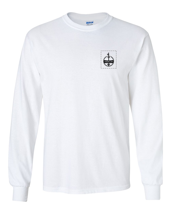 Custom Company Logo White Long Sleeve T-Shirt from GME Supply