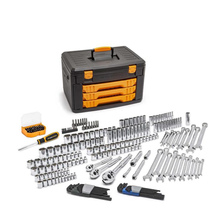 GearWrench 219 Piece Mechanics Tool Set with 3 Drawer Storage Box from GME Supply