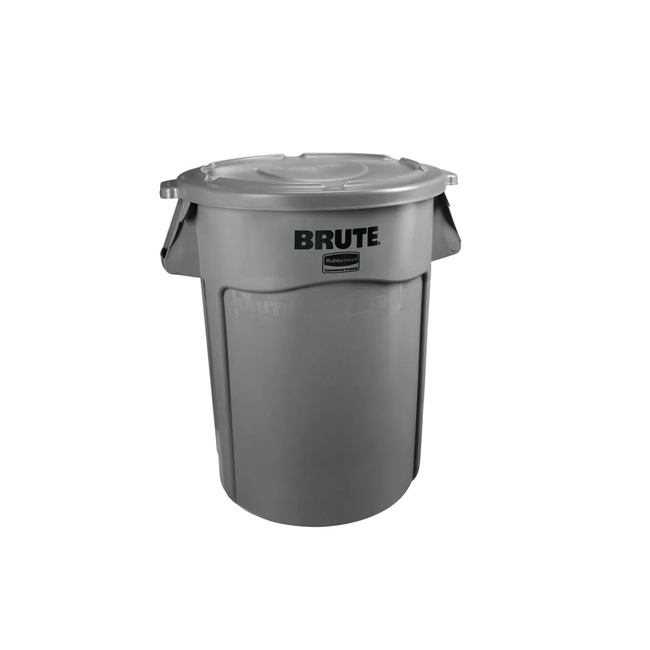 Rubbermaid Brute 44 Gallon Grey Round Vented Trash Can from GME Supply