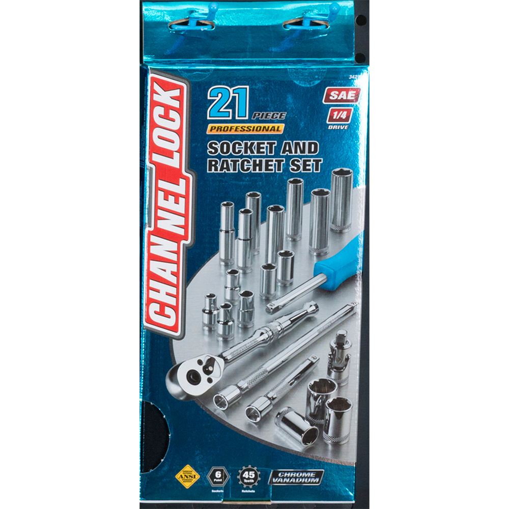 Channellock 34211 21 Piece 1/4 Inch SAE Drive Socket Set from GME Supply