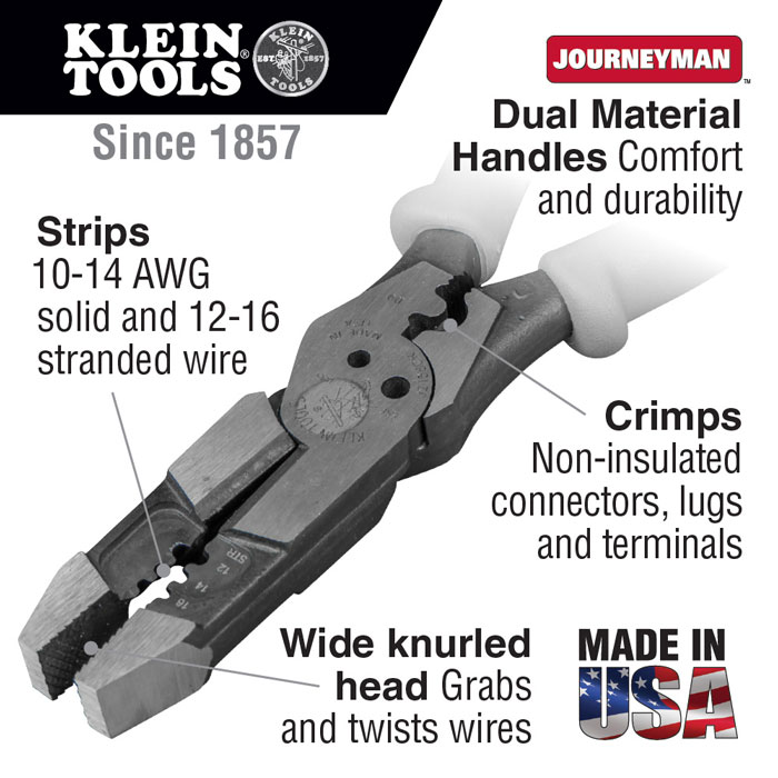 Klein Tools J2158CR Hybrid Pliers with Crimper