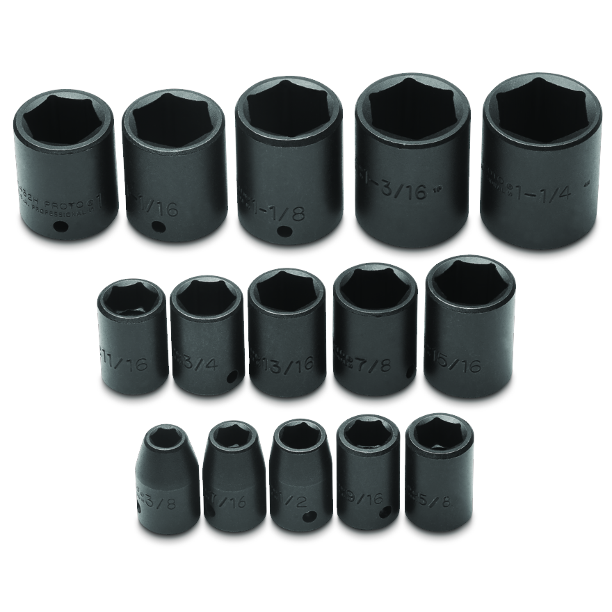 Proto 1/2 Inch 15 Piece 6 Point Impact Socket Set from GME Supply