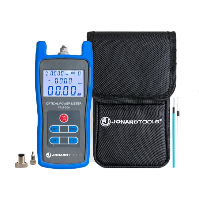 Jonard Fiber Optic Power Meter (-50 to +26 dBm) with FC/SC/LC Adapters from GME Supply