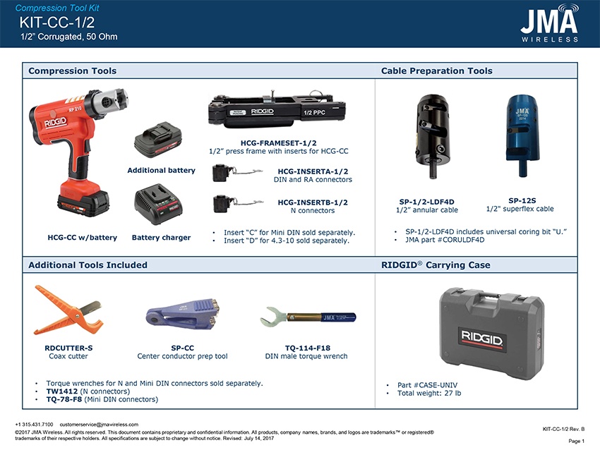 JMA Wireless Half Compression Tool Kit from GME Supply