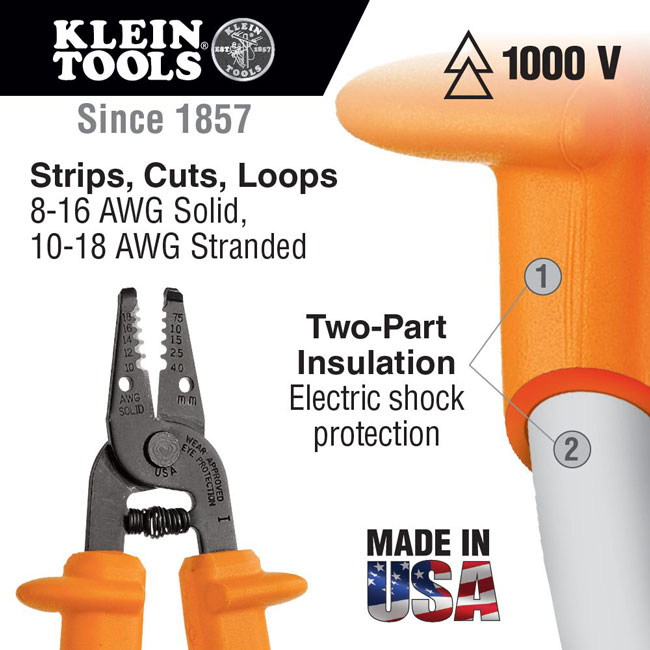 Klein Tools Insulated Wire Stripper and Cutter from GME Supply