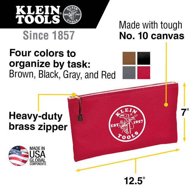 Klein Tools Zipper Canvas Pouches (4 Pack) from GME Supply