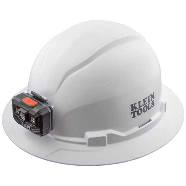 Klein Tools White Full Brim Hard Hat with Rechargeable Headlamp