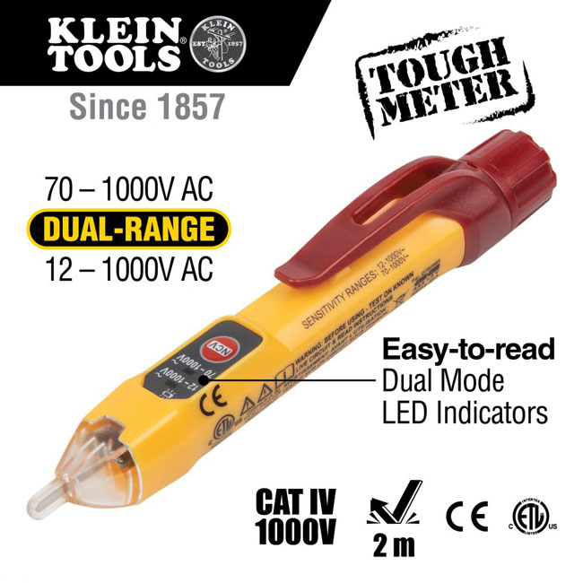 Klein Tools NCVT-2P Dual Range Non-Contact Voltage Tester from GME Supply
