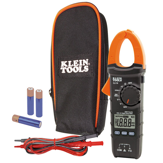 Klein Tools Digital Clamp Meter, AC Auto-Ranging 400 AMP | CL110 from GME Supply