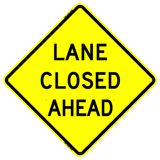Bone Safety 'Lane Closed Ahead' Sign - Yellow from GME Supply
