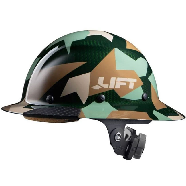 Lift Safety DAX Carbon Fiber Jungle Camo Full Brim Hard Hat