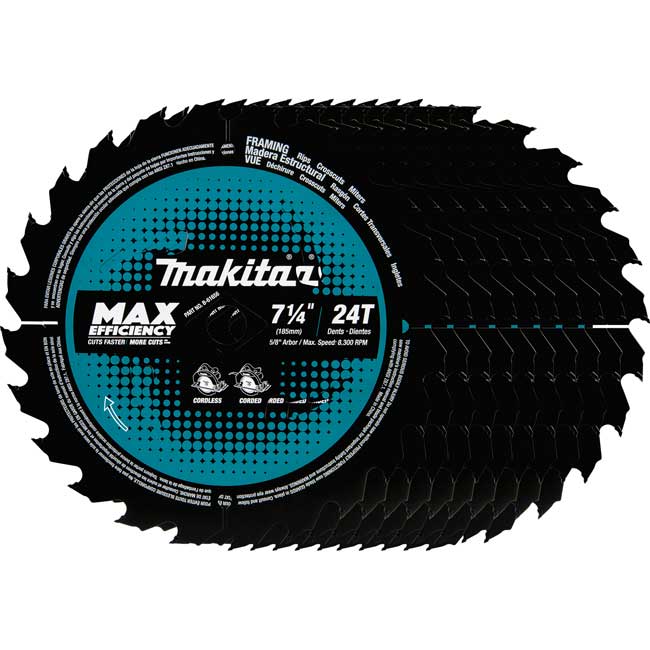 Makita 7-1/4 Inch Carbide-Tipped Max Efficiency Circular Saw Blade - 10 pack from GME Supply