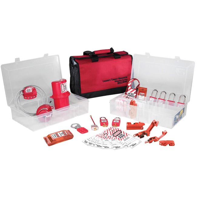 Master Lock Group Lockout Kit with Zenex Thermoplastic Padlocks (Electrical Focus) from GME Supply